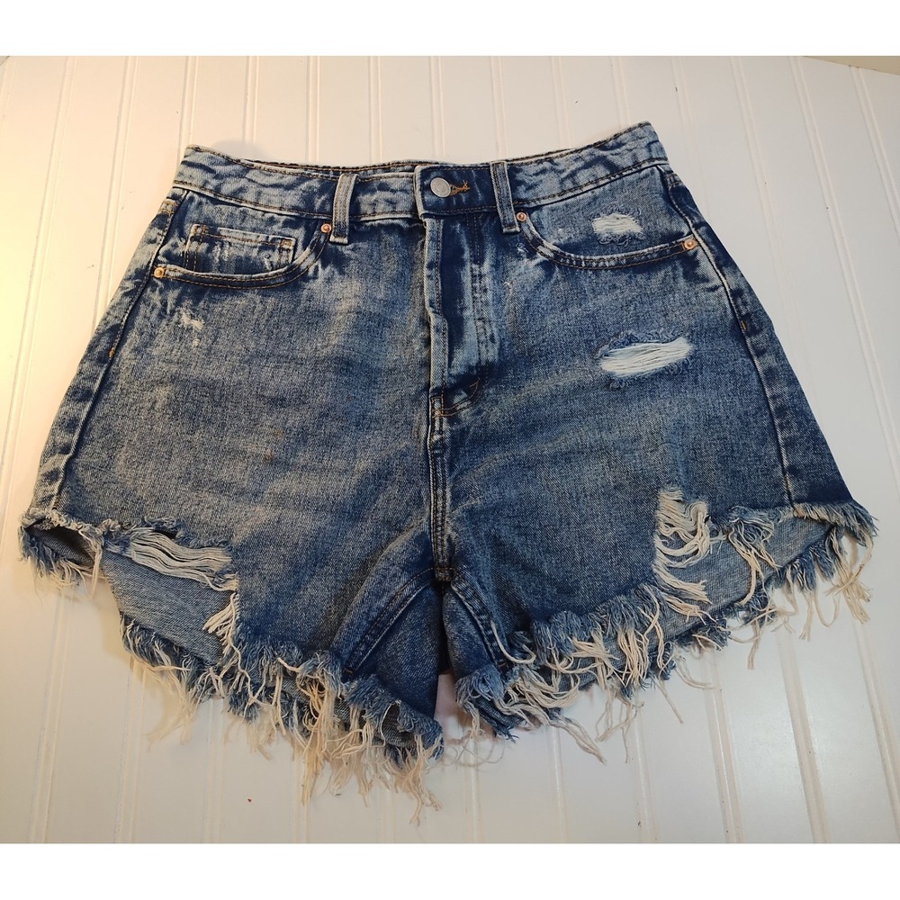Wild Fable Highest Rise Distressed Denim Blue Jean Shorts SZ 8 Festival Edgy Y2K